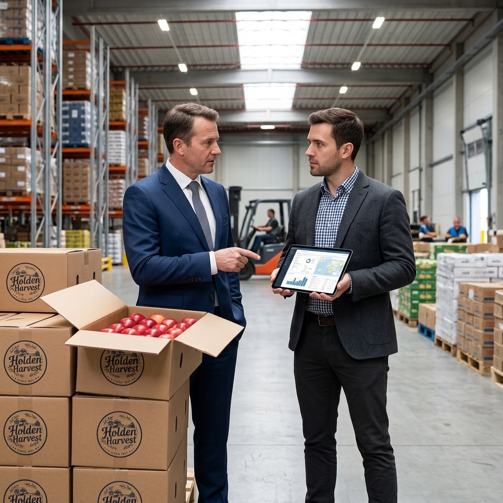 Bulk fresh apples prepared for export from Iran to Saudi Arabia